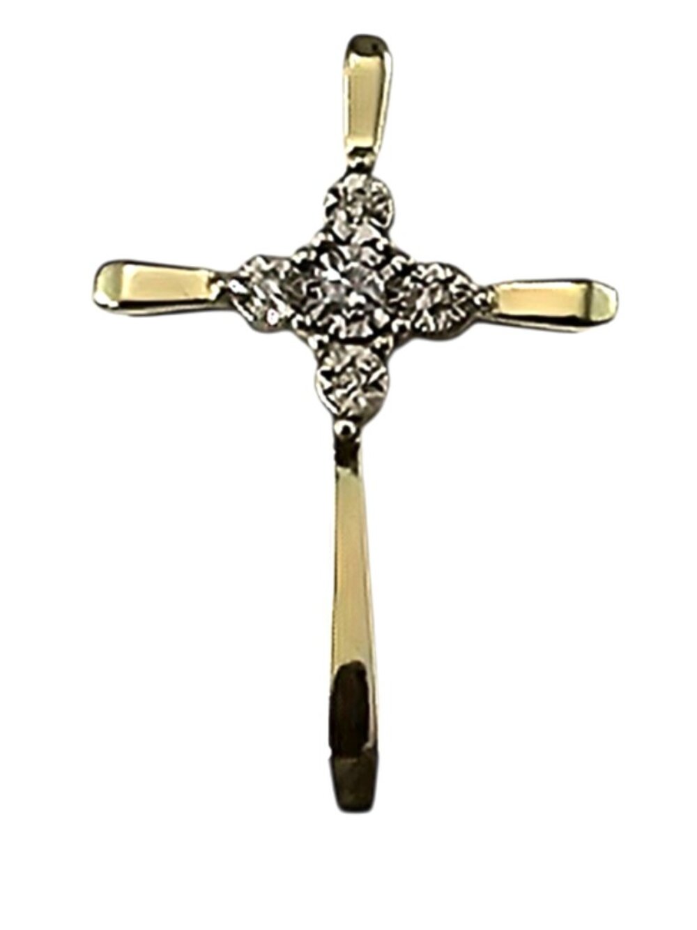 10K Yellow and White Gold Diamond Cross Pendant #24950